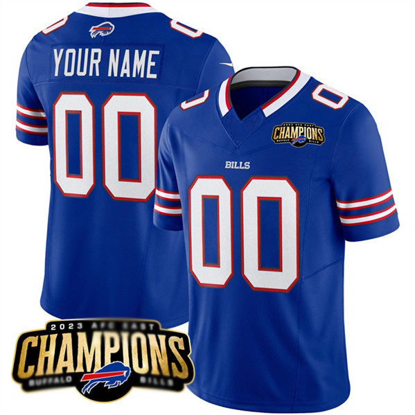 Custom B.Bills Active Player Blue CONTON 2023 F.U.S.E. AFC East Champions Ptach Stitched Jersey