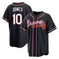 Atlanta Braves #10 Chipper Jones Player Black CONTON Fashion Out Game Stitched Jerseys