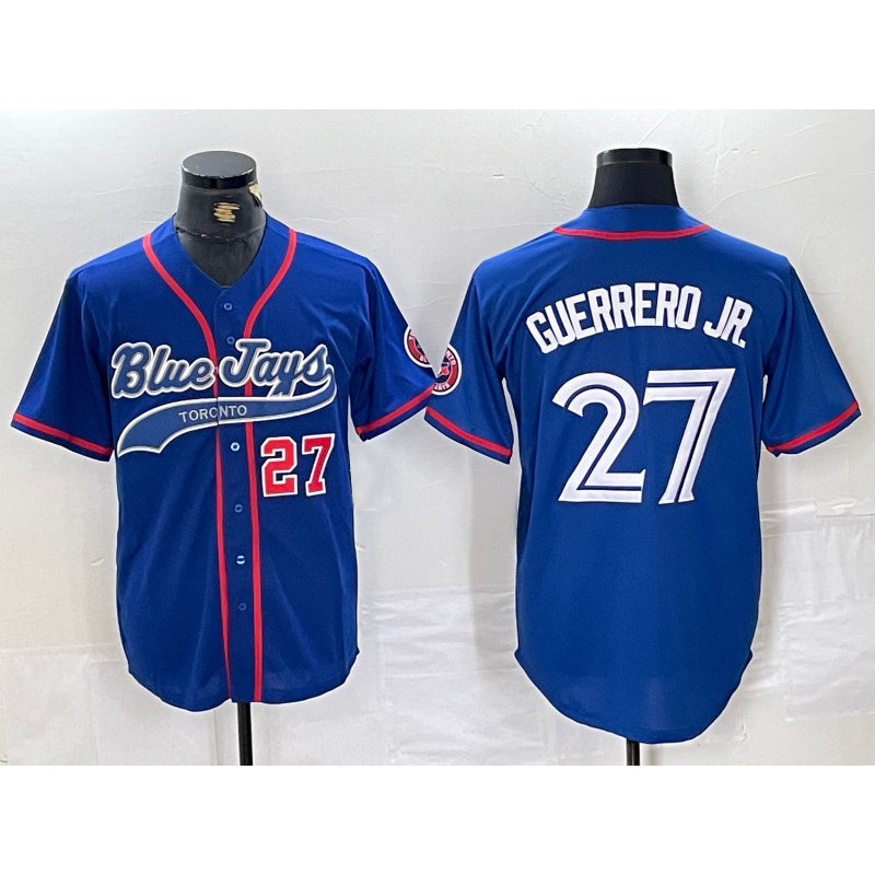 Toronto Blue Jays #27 Vladimir Guerrero Jr Blue CONTON Cool Base Stitched Jersey 3