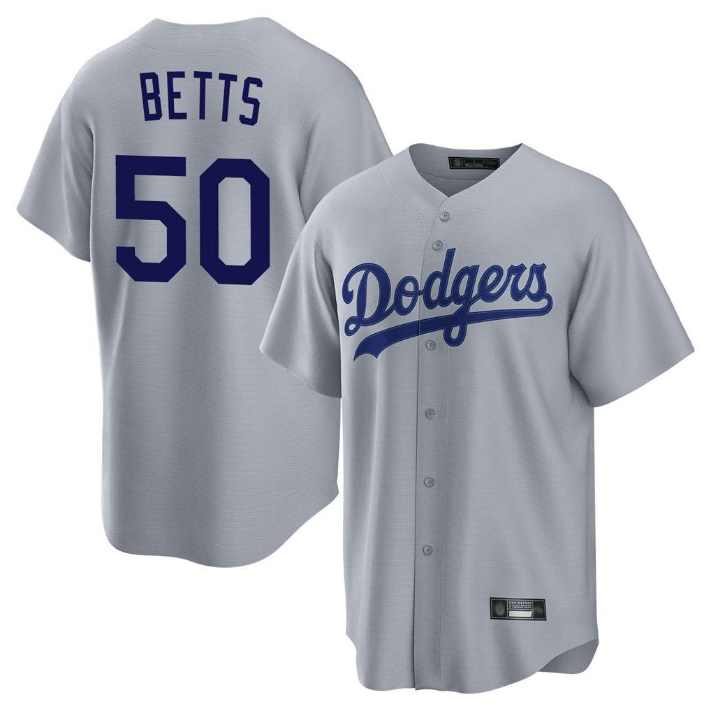 Los Angeles Dodgers #50 Mookie Betts Player Gray CONTON Game Stitched Jerseys