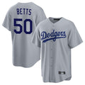 Los Angeles Dodgers #50 Mookie Betts Player Gray CONTON Game Stitched Jerseys