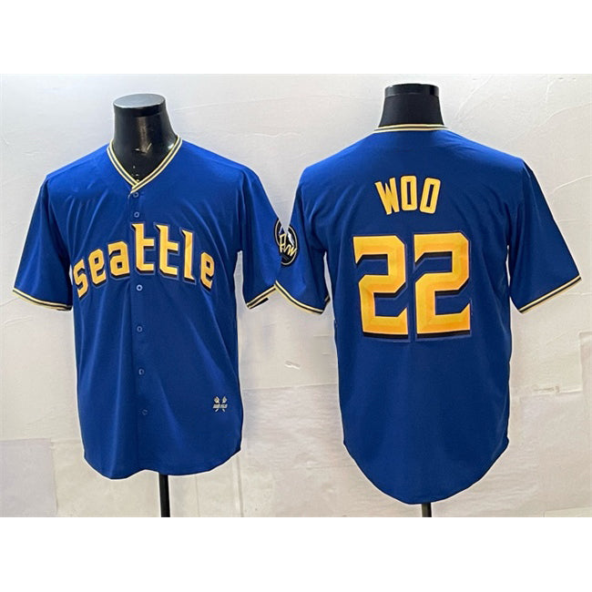 Seattle Mariners #22 Bryan Woo Royal CONTON 2025 Limited Stitched jersey