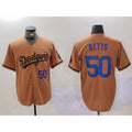 Los Angeles Dodgers #50 Mookie Betts Number Olive CONTON Cool Base Limited Stitched Jerseys