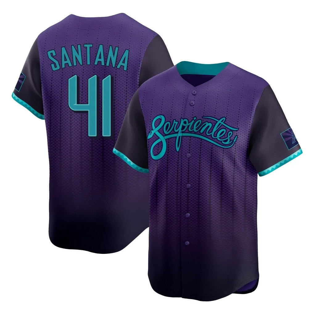 Arizona Diamondbacks #41 Carlos Santana Player Purple CONTON City Connect Limited Home Game Stitched Jerseys