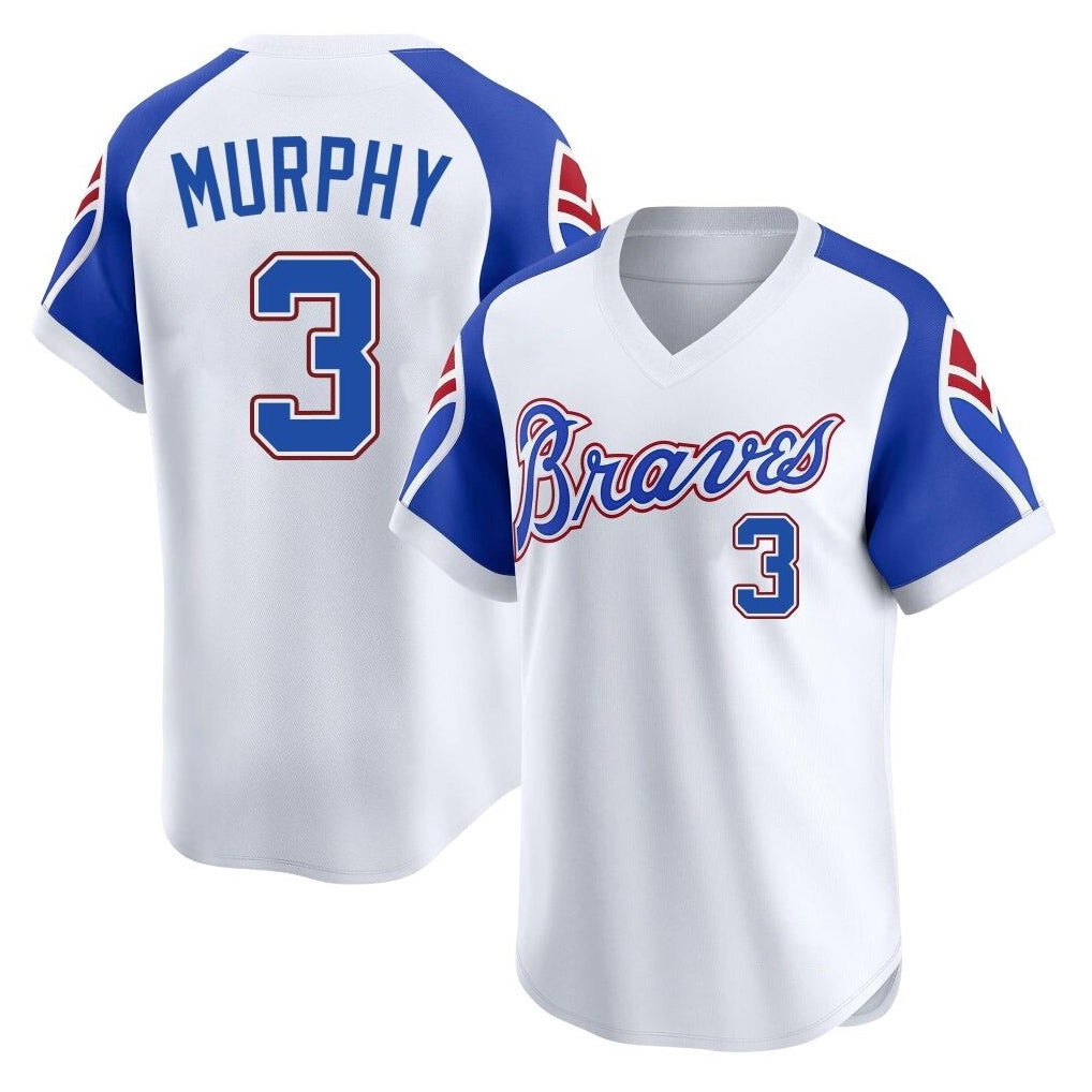 Atlanta Braves #3 Dale Murphy Player White CONTON Throwback Cooperstown Collection T-shirt Game Stitched Jerseys