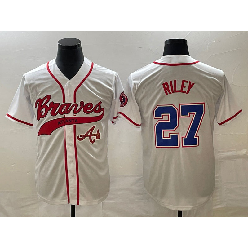 Atlanta Braves #27 Austin Riley White CONTON Cool Base With Patch Stitched Jersey