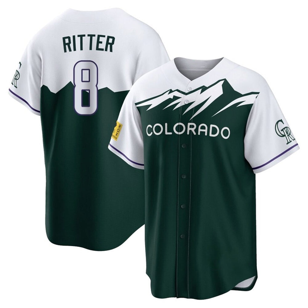 Colorado Rockies #8 Ryan Ritter Player Green CONTON City Connect Home Game Stitched Jerseys