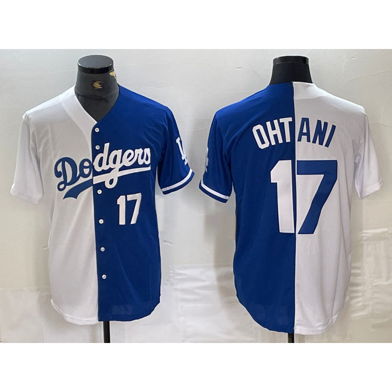Los Angeles Dodgers #17 Shohei Ohtani Number White Blue CONTON Two Tone Stitched Jersey 3