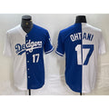 Los Angeles Dodgers #17 Shohei Ohtani Number White Blue CONTON Two Tone Stitched Jersey 3