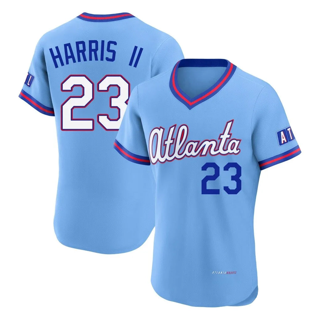 Atlanta Braves #23 Michael Harris II Player Powder Blue CONTON 2026 City Connect T-shirt Limited Elite Home Game Stitched Jerseys