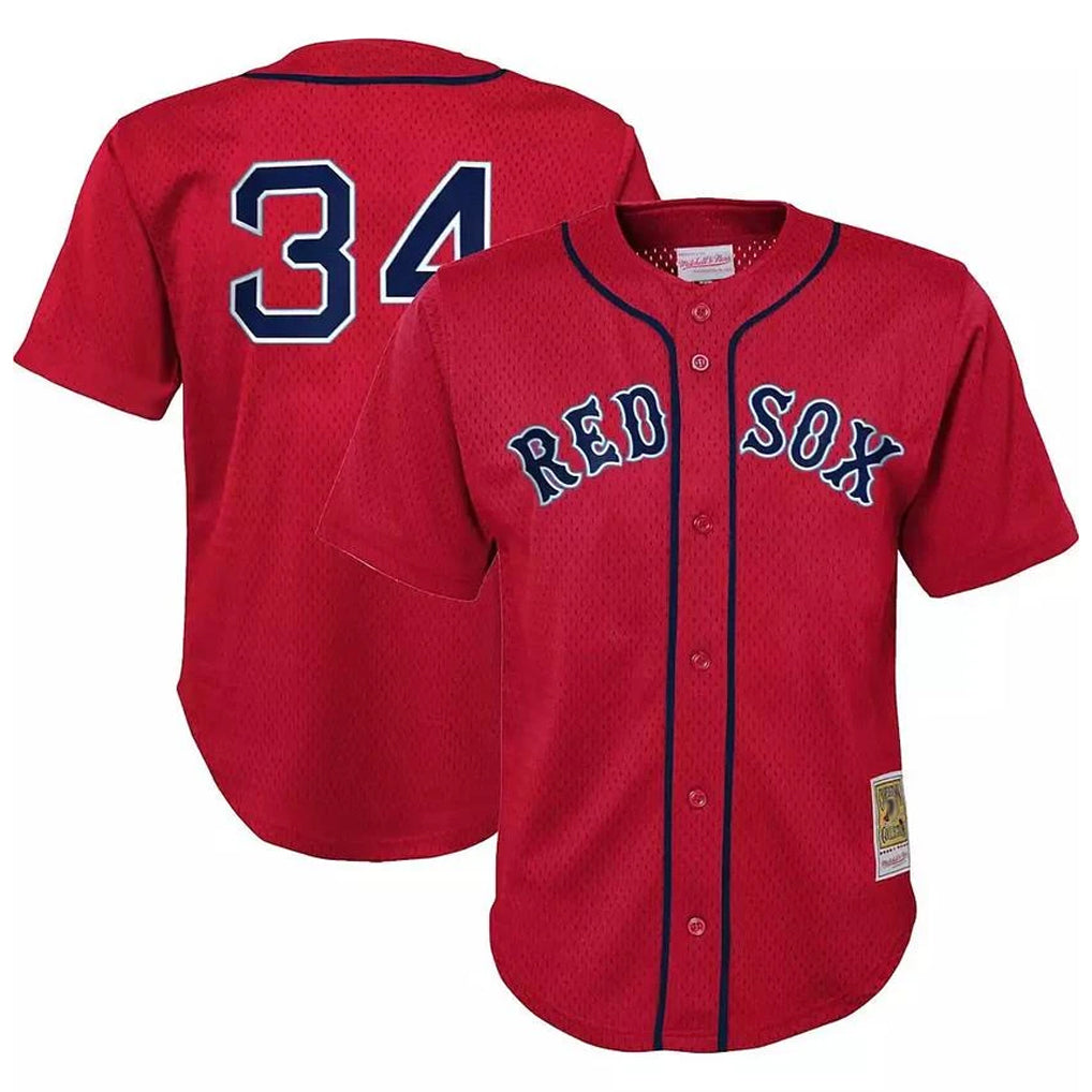 Boston Red Sox #34 David Ortiz Player Red CONTON Mitchell & Ness Cooperstown Collection Mesh Home Stitched Jerseys
