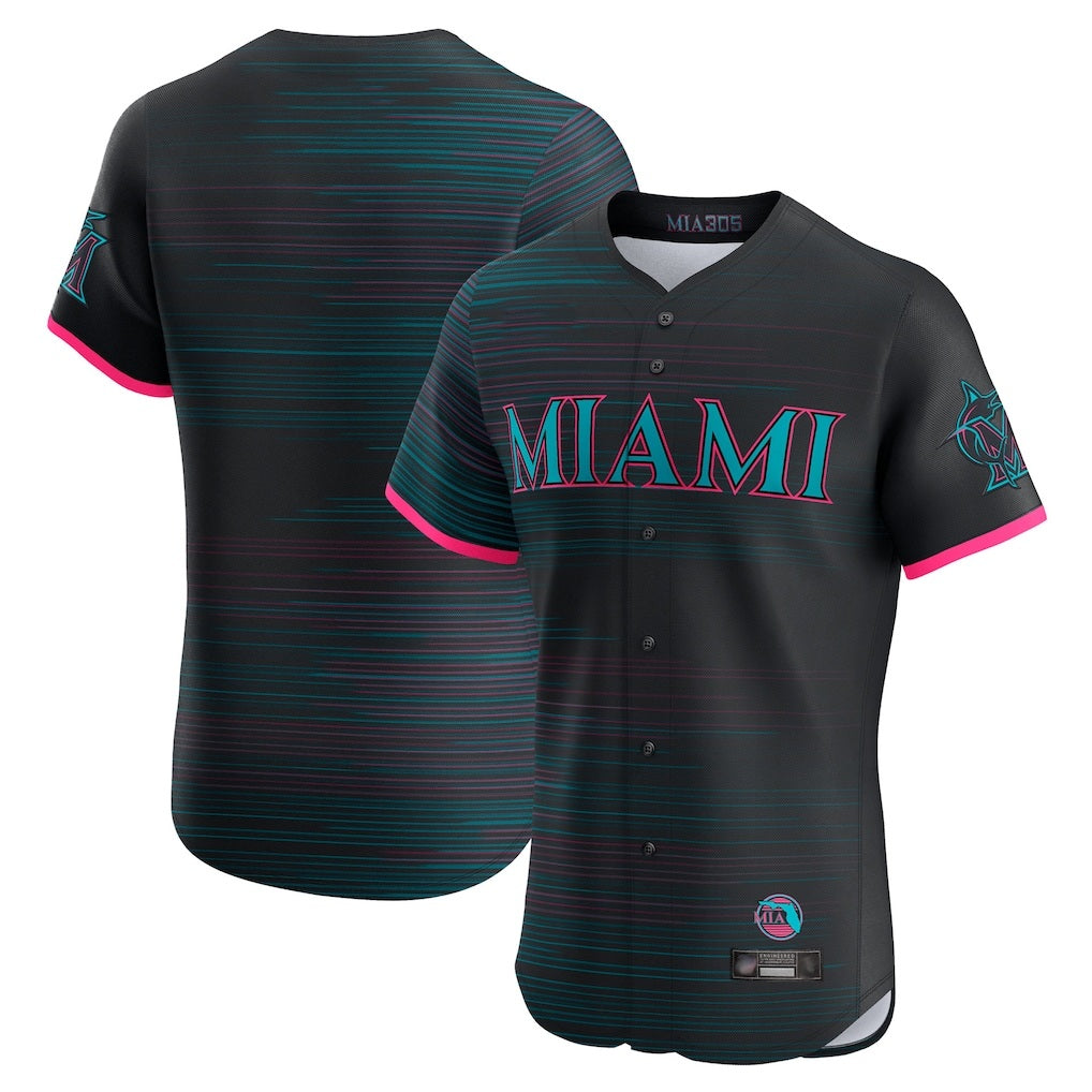 Miami Marlins Blank Player Black CONTON City Connect Home Limited Elite Stitched Jerseys