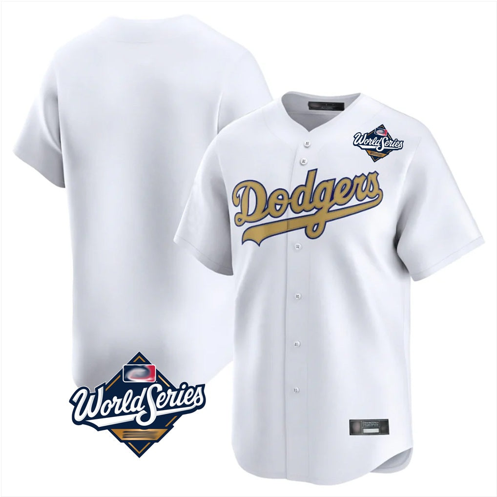 Los Angeles Dodgers Blank Player White Gold CONTON Collection Limited Home World Series Stitched Jerseys