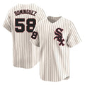 Chicago White Sox #58 Seranthony Dominguez Player Cream CONTON Cooperstown Collection Limited Home Stitched Jerseys