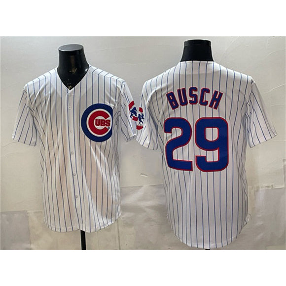 Chicago Cubs #29 Michael Busch White CONTON Cool Base Stitched Jersey