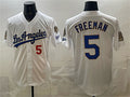 Los Angeles Dodgers #5 Freddie Freeman White CONTON 2026 Gold Collection 9x & B2B Champs Patch Stitched Jersey