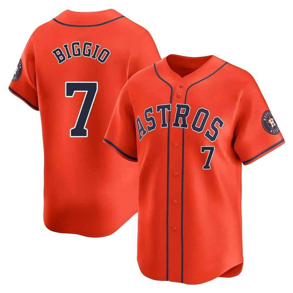 Houston Astros #7 Craig Biggio Player Orange CONTON Home Limited Stitched Jerseys