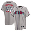 Arizona Diamondbacks #57 Eduardo Rodriguez Player Gray CONTON USA 250 Fourth of July Home Game Stitched Jerseys