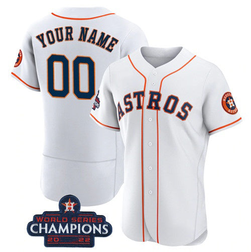 Custom Houston Astros Active Player White CONTON 2022 World Series Flex Base Stitched Jersey