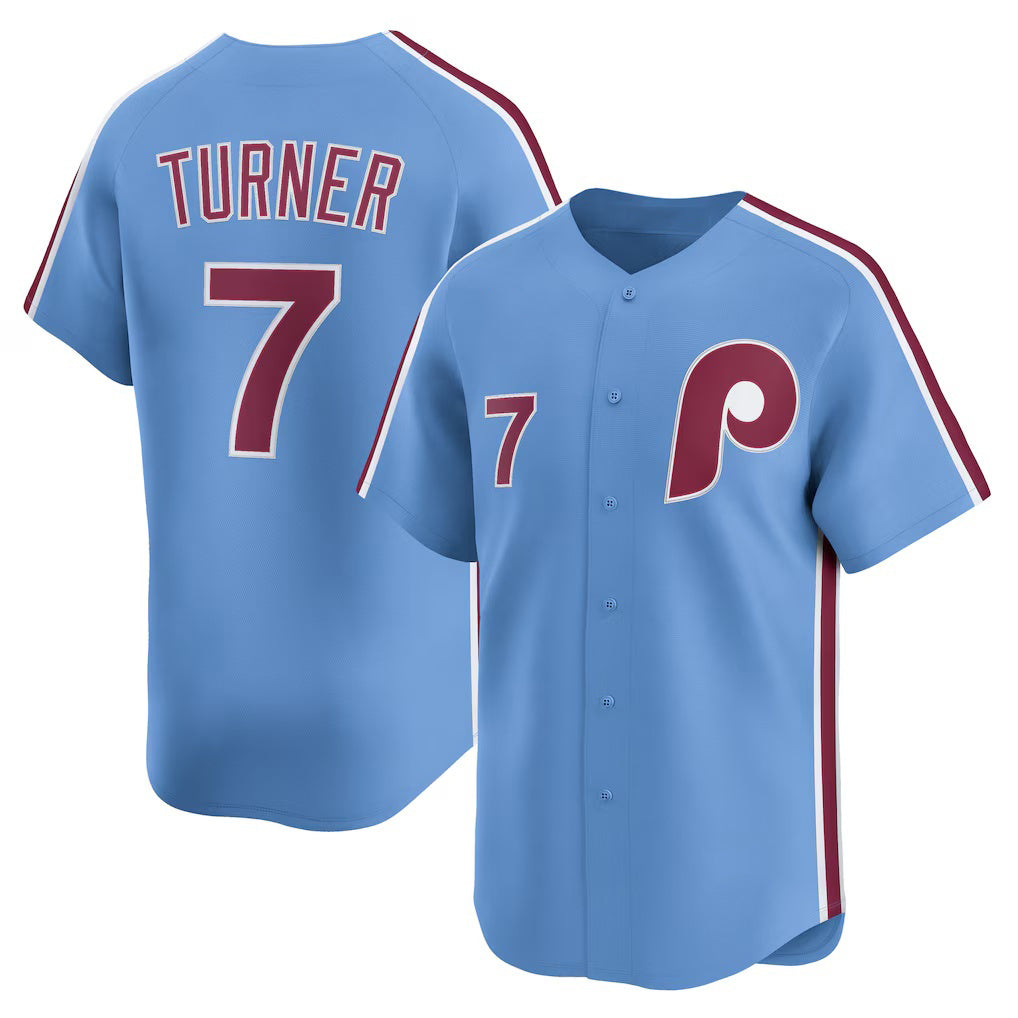 Philadelphia Phillies #7 Trea Turner Light Blue CONTON Alternate Limited Player Jersey