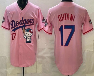 Los Angeles Dodgers #17 Shohei Ohtani Pink CONTON Hello Kitty 2025 World Series Champions Limited Jersey