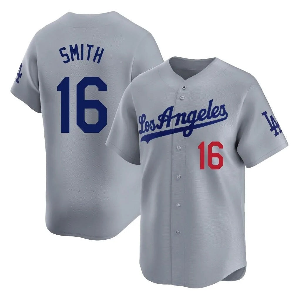 Los Angeles Dodgers #16 Will Smith Player Gray CONTON Limited Home Stitched Jerseys