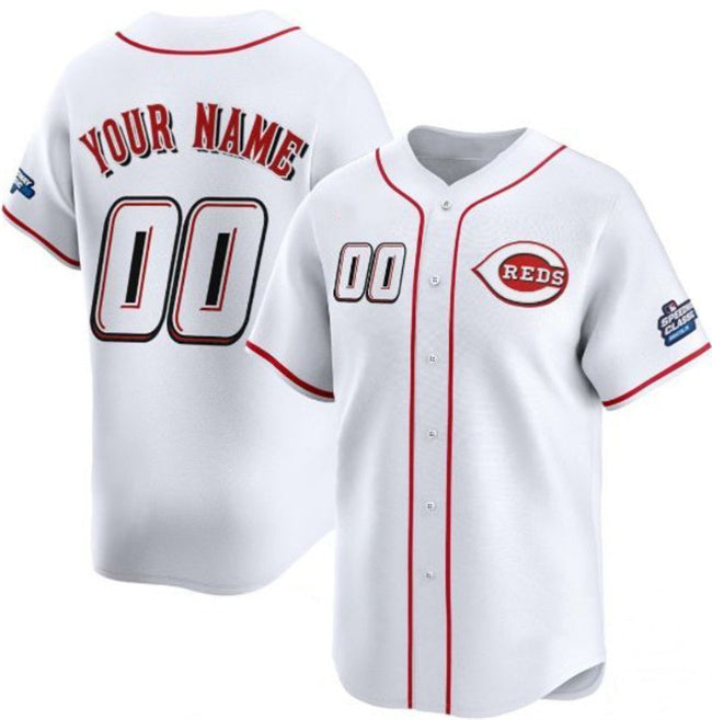 Custom Cincinnati Reds Active Player White CONTON 2025 Speedway Classic Home Limited Stitched Jersey