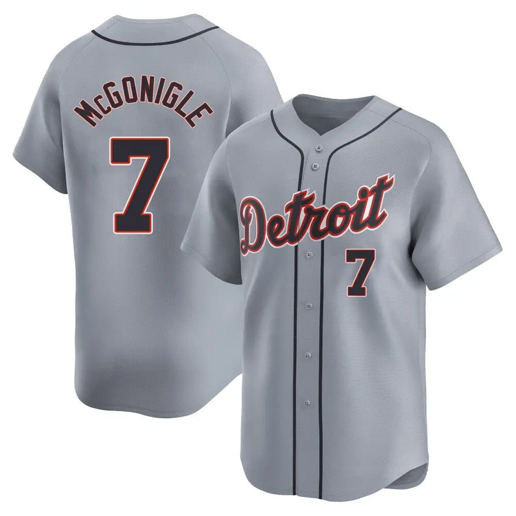 Detroit Tigers #7 Kevin McGonigle Player Gray CONTON Home Limited Stitched Jerseys
