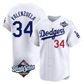 Los Angeles Dodgers #34 Fernando Valenzuela Player White CONTON World Series Limited Home Stitched Jerseys