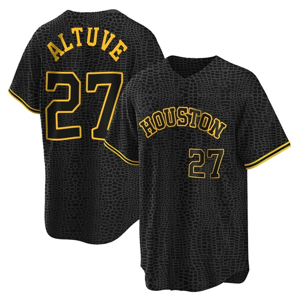 Houston Astros #27 Jose Altuve Player Black CONTON Snake Skin City Home Game Stitched Jerseys