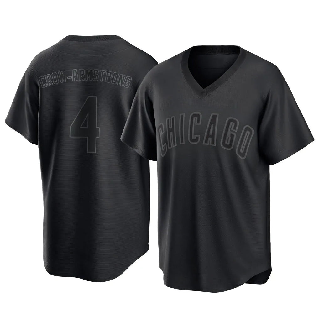 Chicago Cubs #4 Pete Crow-Armstrong Player Black CONTON T-shirt Home Game Stitched Jerseys