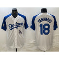 Los Angeles Dodgers #18 Yoshinobu Yamamoto White Blue CONTON Fashion Stitched Cool Base Limited Jersey 2