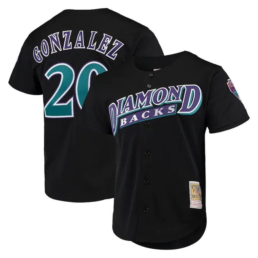 Arizona Diamondbacks #20 Luis Gonzalez Player Black CONTON Mitchell & Ness Throwback Cooperstown Collection Mesh Limited Stitched Jerseys