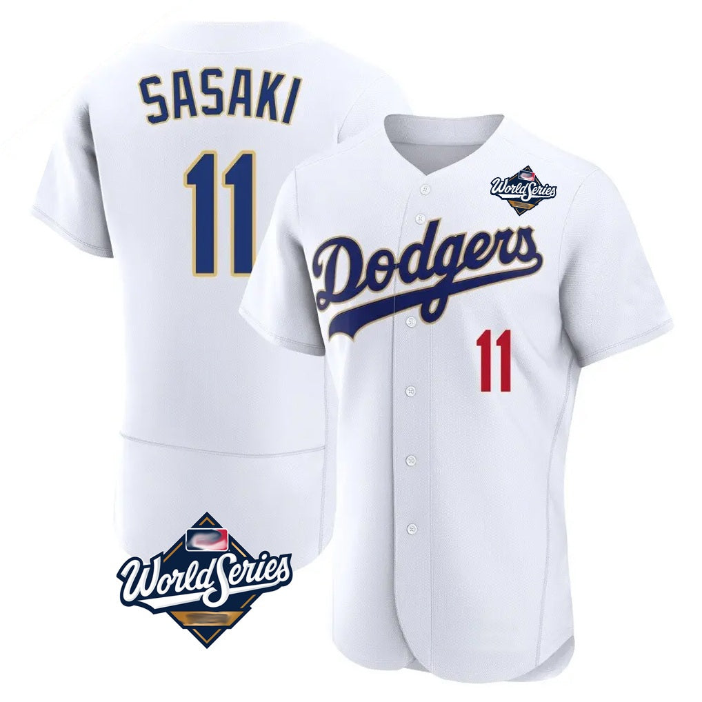 Los Angeles Dodgers #11 Roki Sasaki Player Gold White CONTON World Series 2026 Collection Stadium Limited Elite Stitched Jerseys