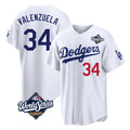Los Angeles Dodgers #34 Fernando Valenzuela Player White CONTON World Series Home Game Stitched Jerseys