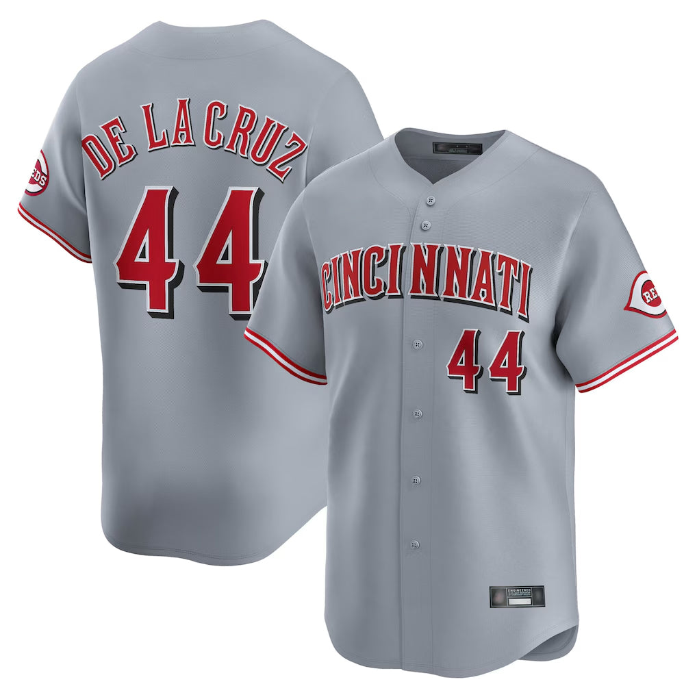 Cincinnati Reds #44 Elly De La Cruz Player Gray CONTON Home Limited Stitched Jerseys