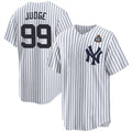 New York Yankees #99 Aaron Judge White CONTON 2024 World Series With Name Cool Base Stitched Jersey