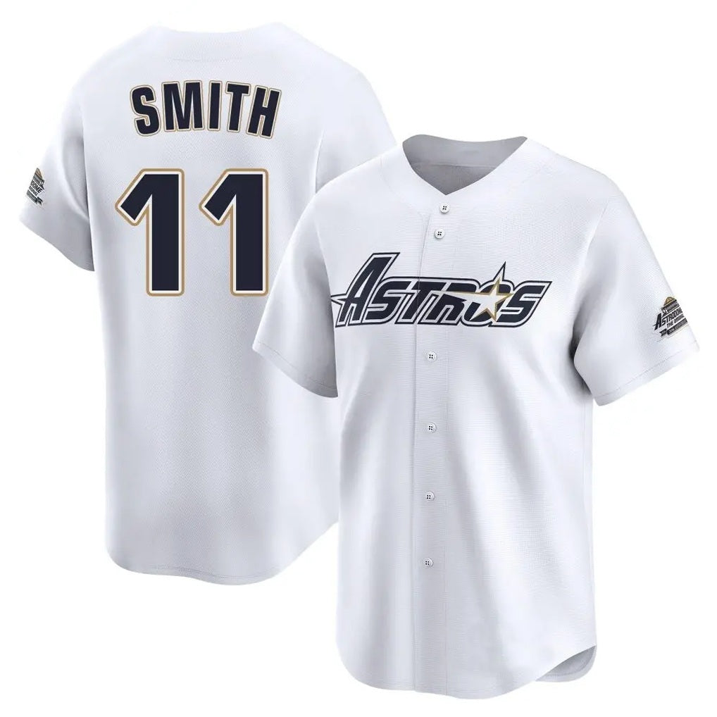Houston Astros #11 Cam Smith Player White CONTON Throwback Cooperstown Collection Limited Stitched Jerseys
