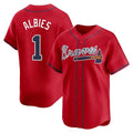 Atlanta Braves #1 Ozzie Albies Player Red CONTON Limited Home Game Stitched Jerseys