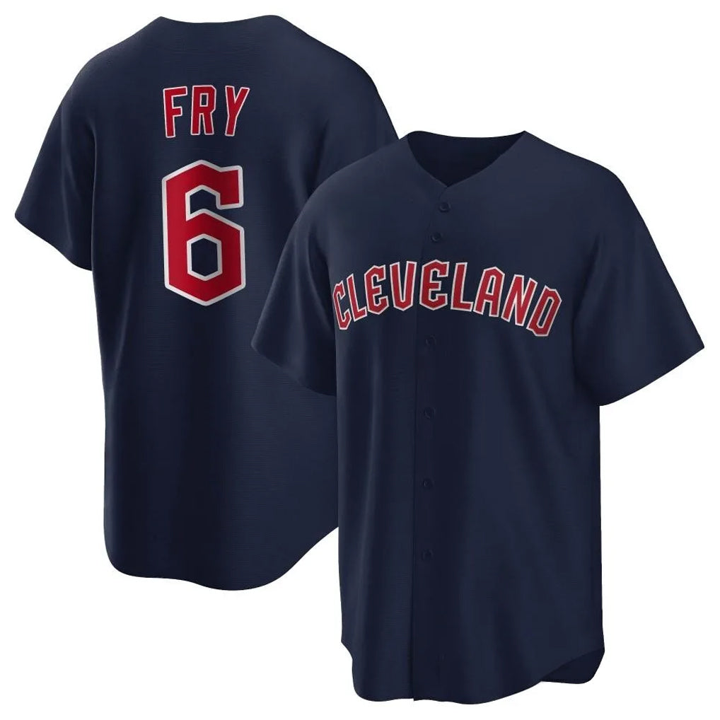 Cleveland Guardians #6 David Fry Player Navy CONTON Game Home Stitched Jerseys