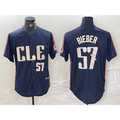 Cleveland Guardians #57 Shane Bieber Number Navy CONTON 2024 City Connect Limited Stitched Jersey 2