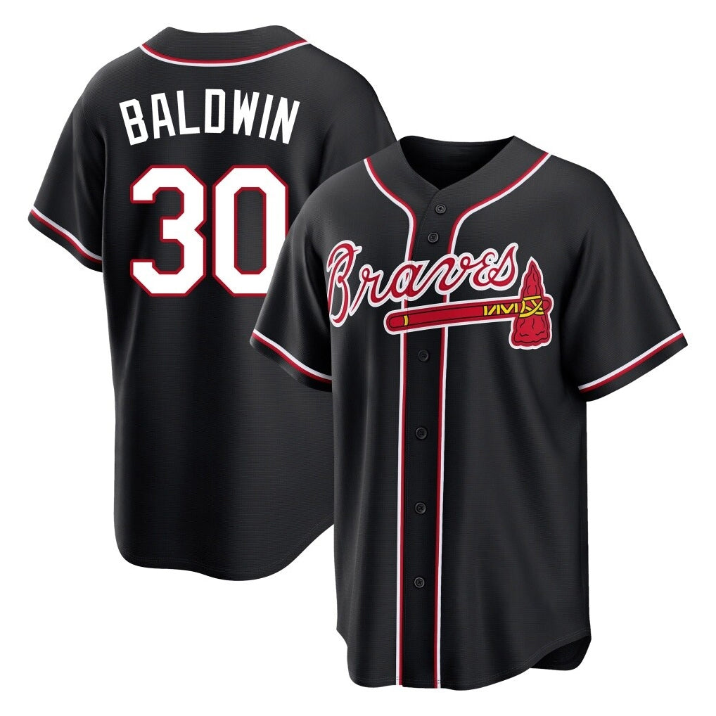 Atlanta Braves #30 Drake Baldwin Player Black CONTON Fashion Out Game Stitched Jerseys