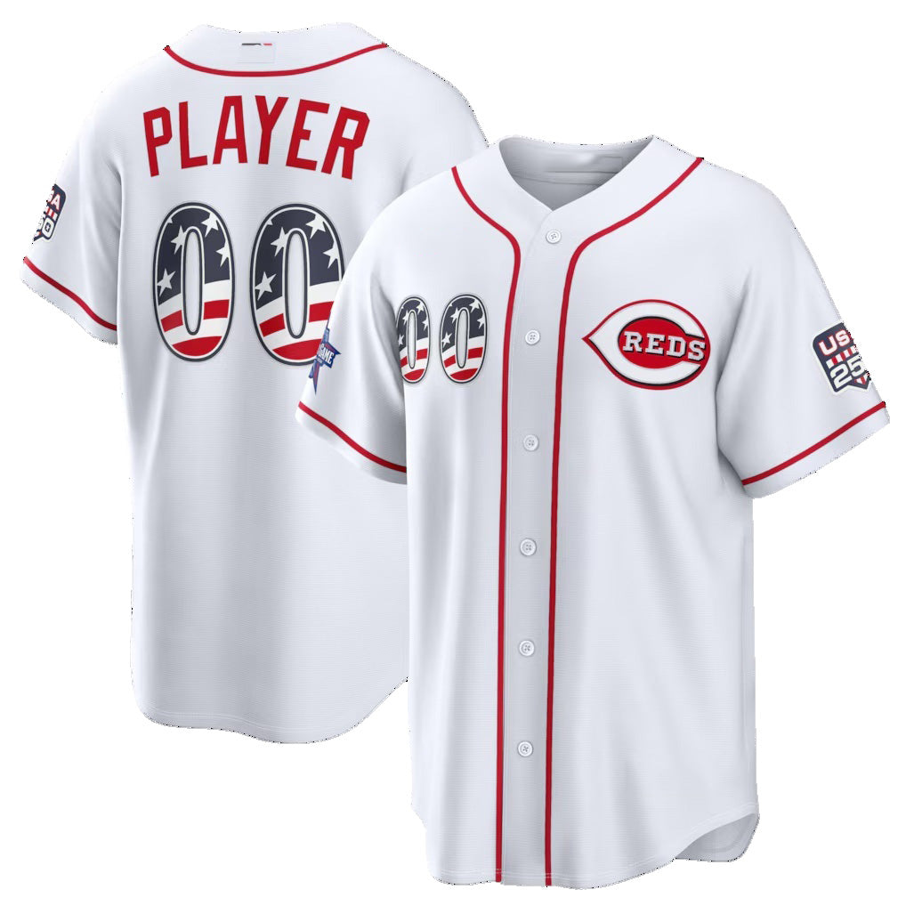 Custom Cincinnati Reds 2026 All-Star Edition Stars & Stripes White CONTON Stadium Pick-A-Player Jersey