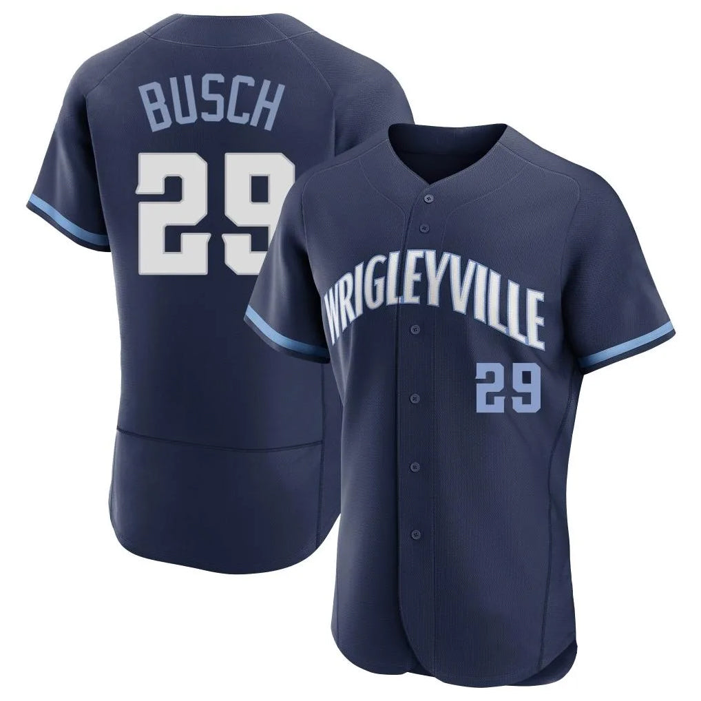 Chicago Cubs #29 Michael Busch Player Navy CONTON City Connect Limited Elite Home Stitched Jerseys