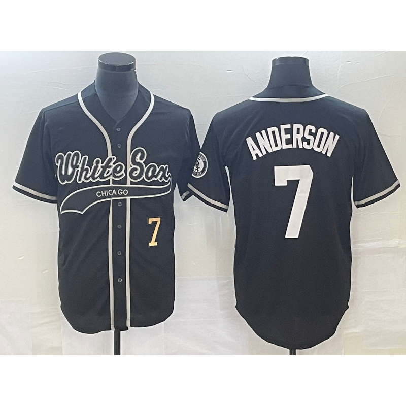 Chicago White Sox #7 Tim Anderson Number Black CONTON Cool Base Stitched Jersey