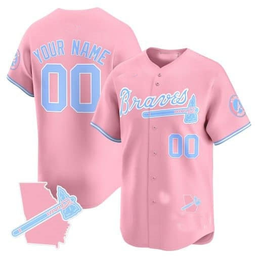 Custom Atlanta Braves Bubblegum Pink Vapor Premier Limited Jersey ¨C All Stitched-Pink CONTON