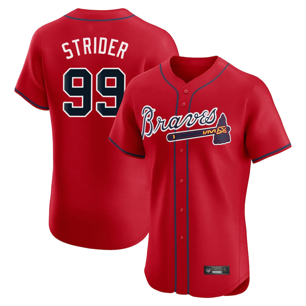 Atlanta Braves #99 Spencer Strider Player Red CONTON Limited Elite Home Game Stitched Jerseys