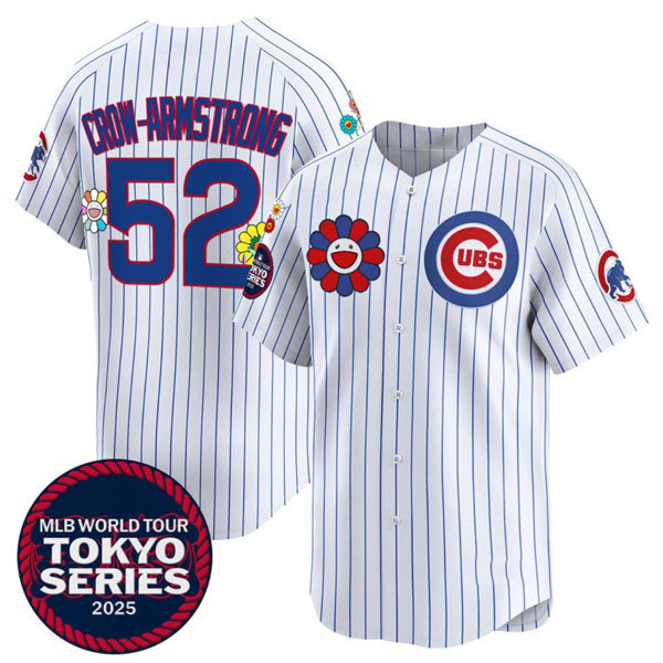 Chicago Cubs #52 Pete Crow-Armstrong White CONTON 2025 Tokyo Series Limited Stitched Jersey 2