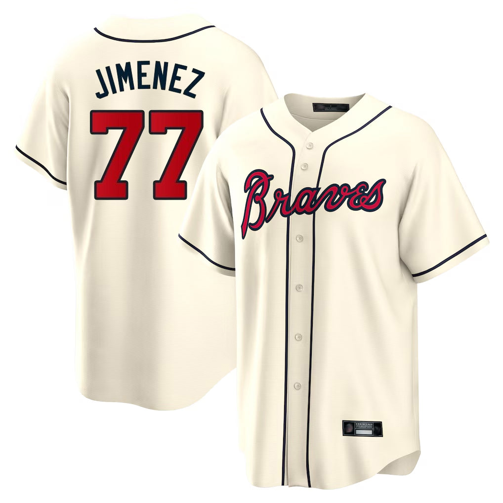 Atlanta Braves #77 Joe Jimenez Player Cream CONTON Home Game Stitched Jerseys