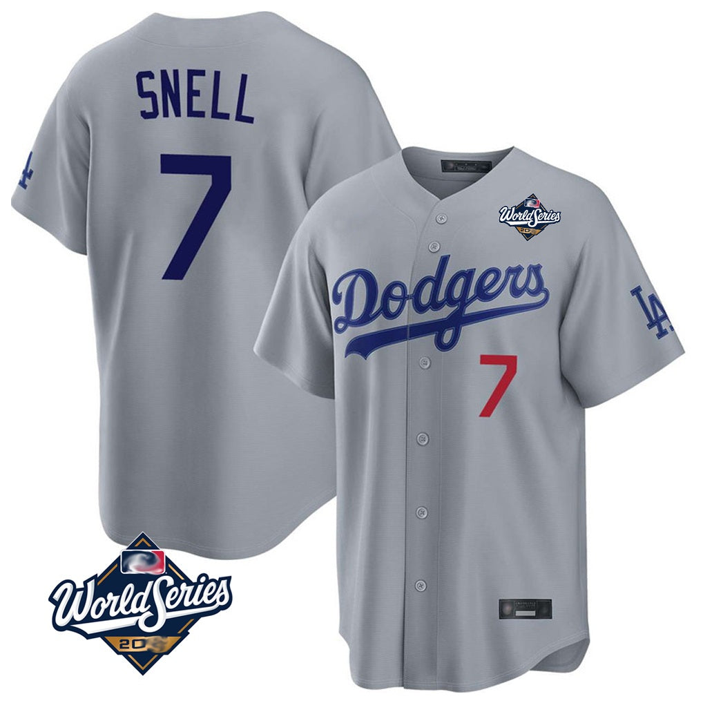 Los Angeles Dodgers #7 Blake Snell Player Gray CONTON Game World Series Home Stitched Jerseys